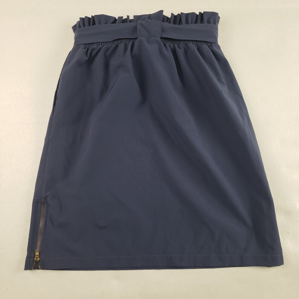 Albion Belted Bow Skirt Womens XS Blue Side Zipper Knee Length Nylon Blend - Picture 6 of 10